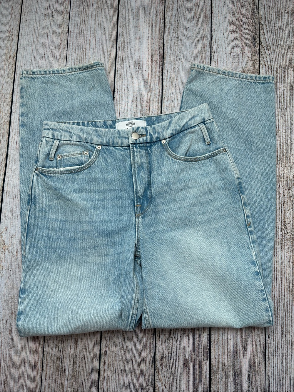 ZARA x Good American 90s Relaxed High-Rise Straight Leg Jeans - Picture 3 of 4